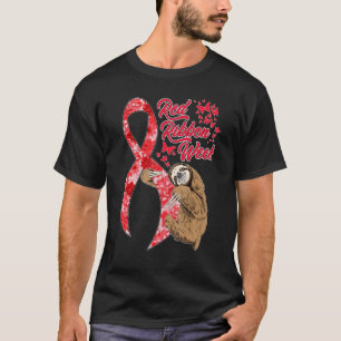 Camiseta Sloth We Wear Red For Red Ribbon Week Awareness Oc