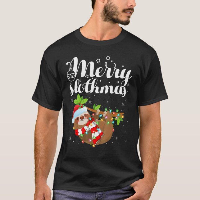 Camiseta Sloth Xmas Lights Merry Slothmas Sloth Christmas 1 (Anverso)