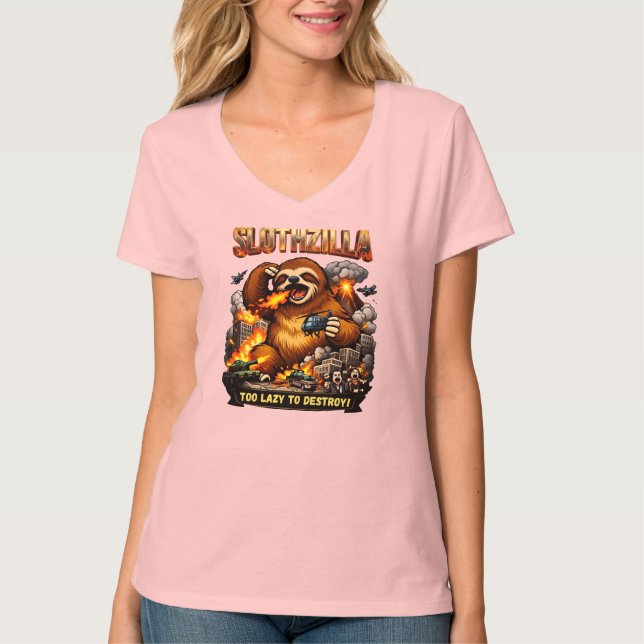 Camiseta Slothzilla Too Lazy to Destroy,Funny Kaiju Monster (Anverso)