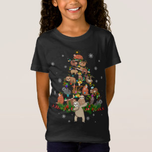 Camiseta Slots Christmas Tree Lights Divertidas Sloths Xmas