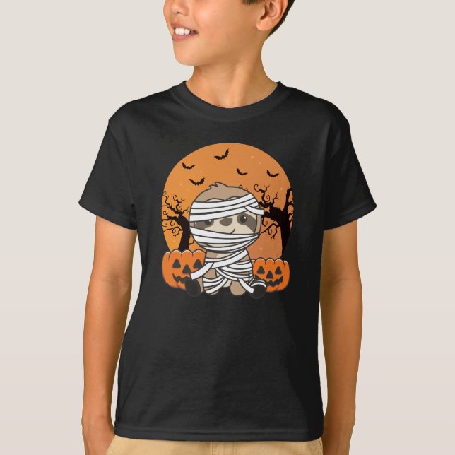 Camiseta Slots de calabaza de la momia Feliz Halloween (Anverso)