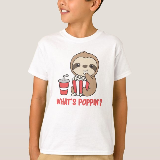 Camiseta Slots Popcorn Whats Poppin Divertidas Sloths (Anverso)