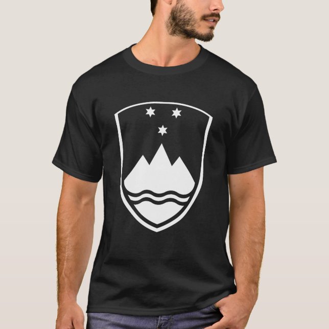 Camiseta Slovenia Coat of Arms Symbol Black and White (Anverso)