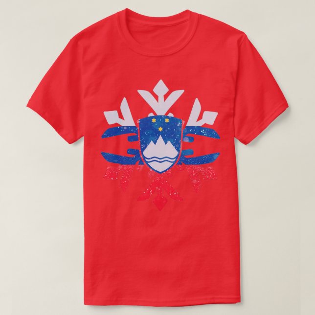 Camiseta Slovenia Flag Winter Snowflake Design (Diseño del anverso)
