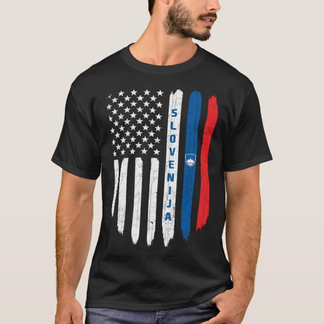 Camiseta Slovenian American Flag Slovenia Root Dad (Anverso)