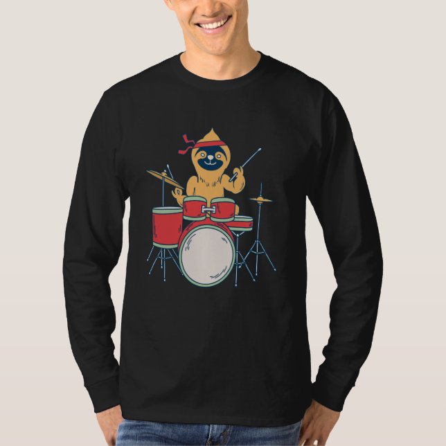 Camiseta Slow Drummer Sloth Heavy Metal Saying Doom Metal (Anverso)