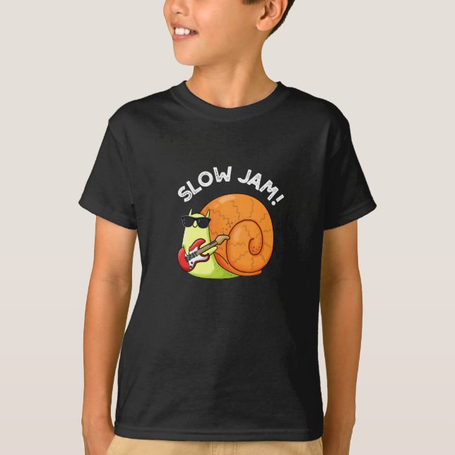 Camiseta Slow Jam Funny Music Snail Pun Dark BG (Anverso)