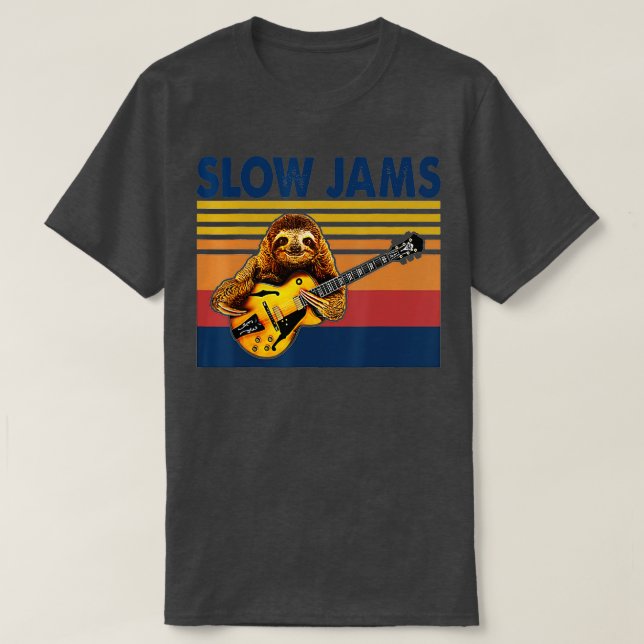 Camiseta Slow Jams GUITAR Funny Sloth Play Guitar (Diseño del anverso)