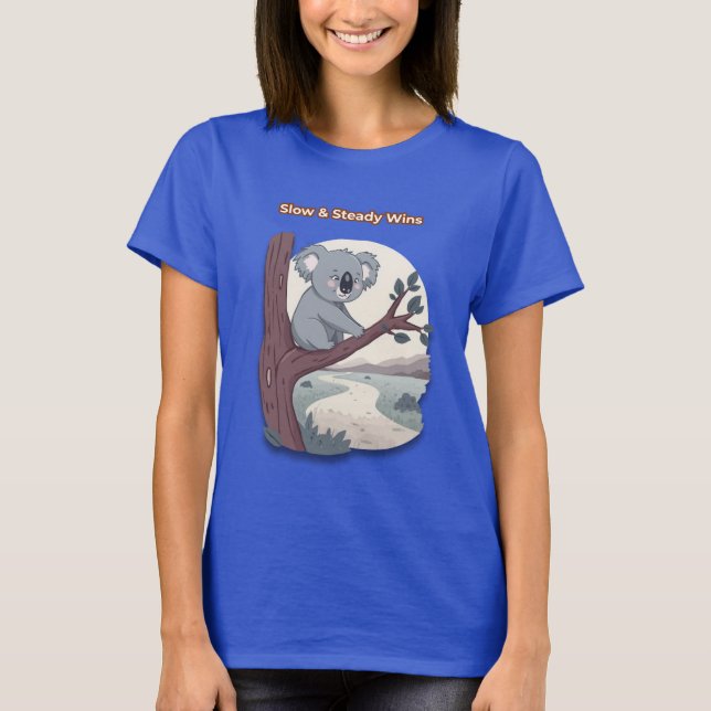 Camiseta **"Slow & Steady Wins – Motivational Cute Koala "* (Anverso)