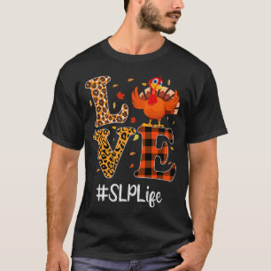 Camiseta SLP Life Love Thanksgiving Leopard Turkey Autumn F