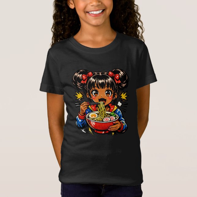 Camiseta Slurp Nom Anime Girl Ramen Noodles (Anverso)