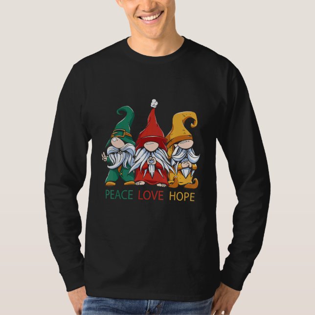 Camiseta Small gnomes in green red and yellow peas love and (Anverso)