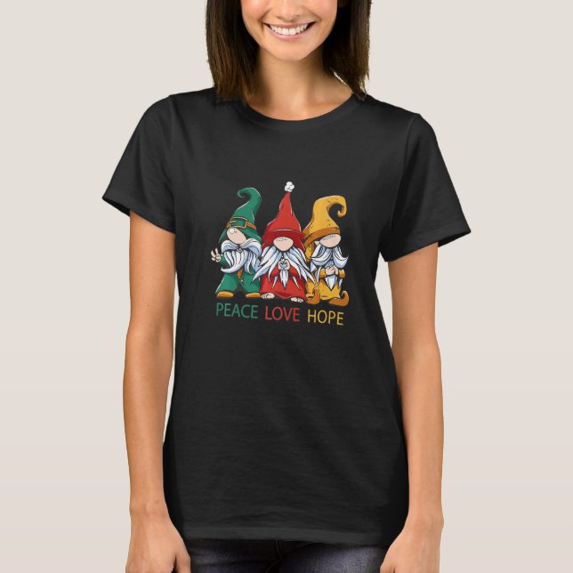 Camiseta Small gnomes in green red and yellow peas love and (Anverso)