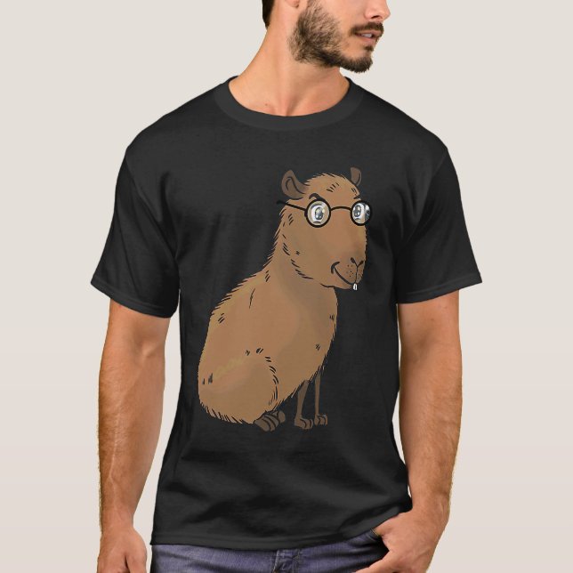 Camiseta Smart Capybara with Glasses Work Outfit Home offic (Anverso)