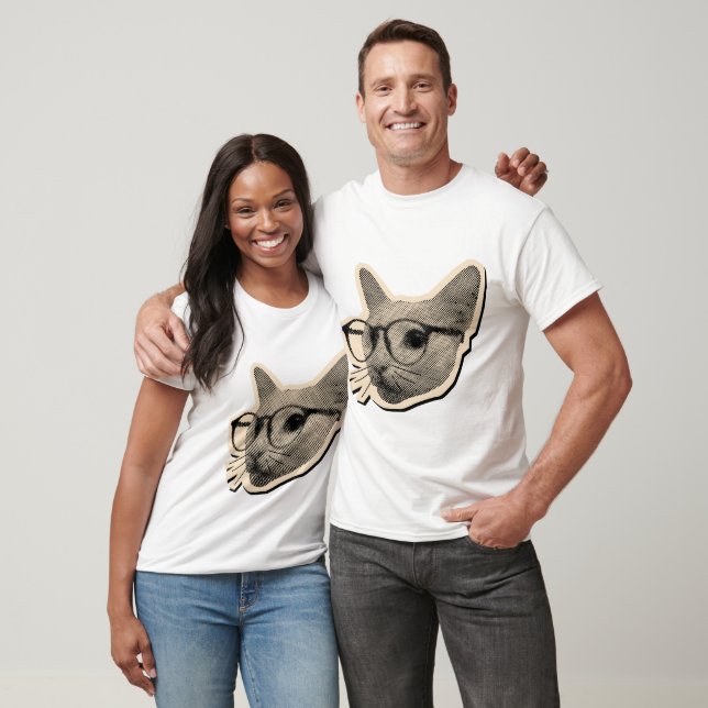Camiseta Smart Cat Design with Glasses  (Unisexo)