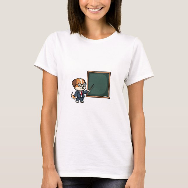 Camiseta Smart Dog Professor in Suit Pointing at Blackboard (Anverso)