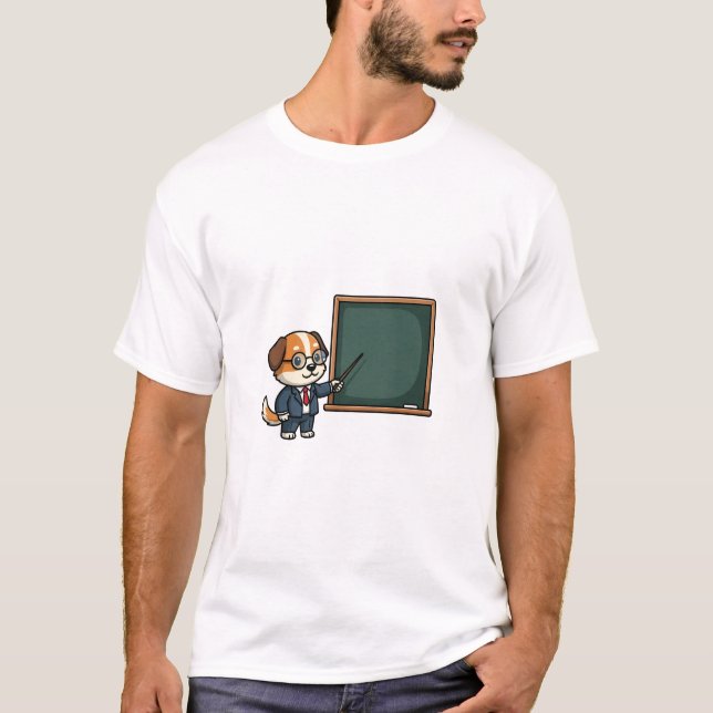 Camiseta Smart Dog Professor in Suit Pointing at Blackboard (Anverso)