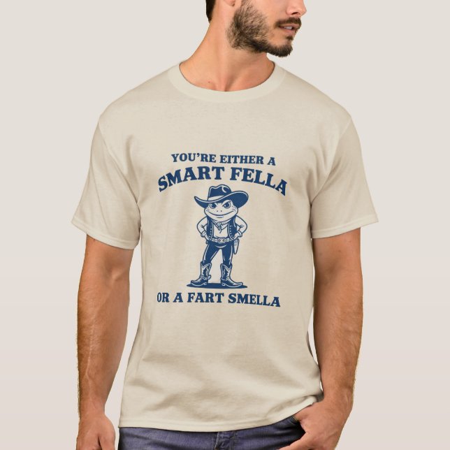 Camiseta Smart Fella or Fart Smella Retro Frog Meme Funny (Anverso)