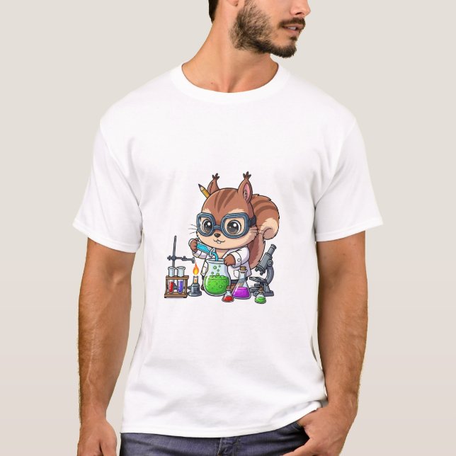 Camiseta Smart Squirrel Scientist Conducting Chemistry (Anverso)