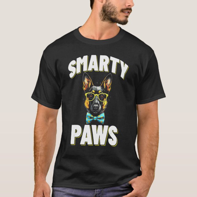 Camiseta Smarty Paws perro pastor alemán con gafas (Anverso)