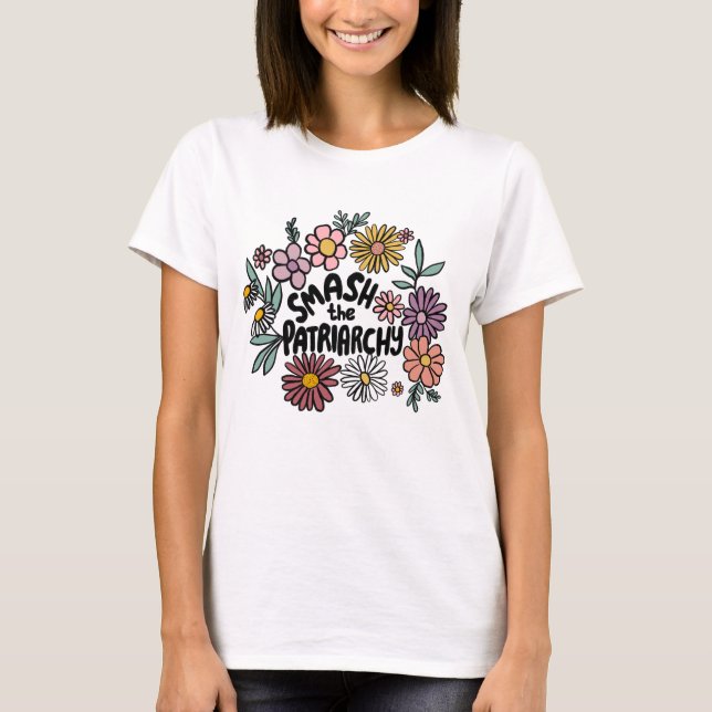 Camiseta SMASH el PATRIARQUY Floral Cute Daisy de mano (Anverso)