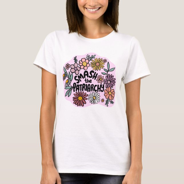 Camiseta SMASH el PATRIARQUY Floral Cute Daisy de mano (Anverso)