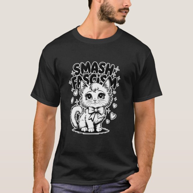 Camiseta Smash Fascism Anti-Fascism Cat Leftist Resistance  (Anverso)