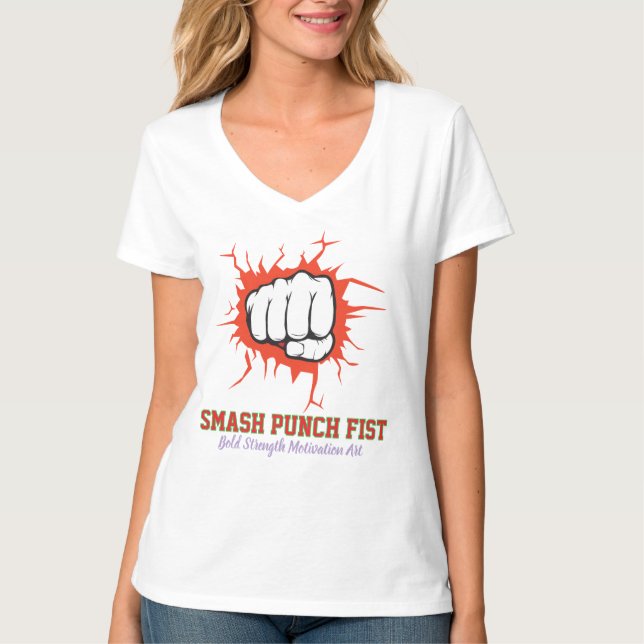 Camiseta Smash Punch Fist – Bold Strength Motivation Art (Anverso)