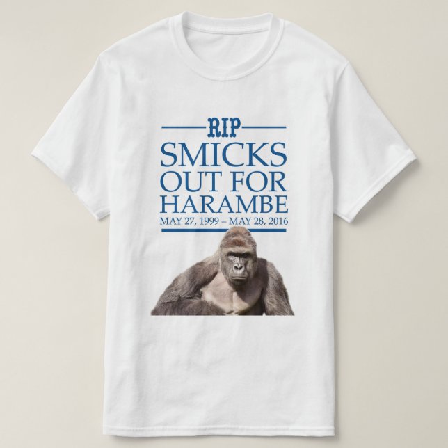 Camiseta Smicks hacia fuera para Harambe (Diseño del anverso)