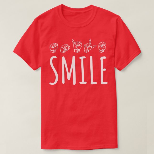 Camiseta Smile ASL, intérprete de ortografía digital ASL 4 (Diseño del anverso)
