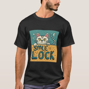 Camiseta Smile Lock Funny Cat Distracto Fácilmente Por Gato
