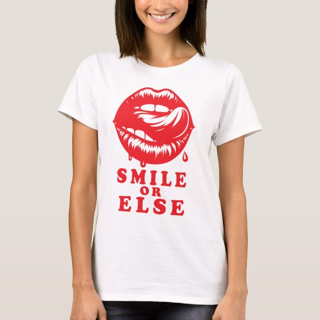 Camiseta Smile or Else: Halloween Lips Tee (Anverso)