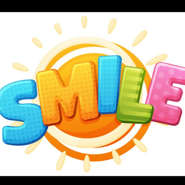 Camiseta Smile T-Shirt (Cartoon illustration of the word "SMILE" in colorful, blocky letters.)