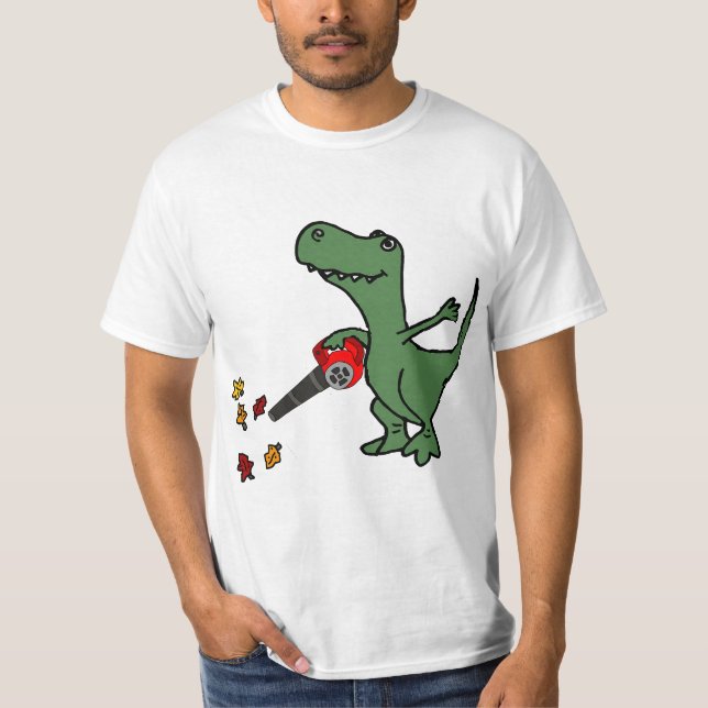 Camiseta Smilealottees Funny T-rex Dinosaur using Leaf Blow (Anverso)