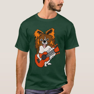 Camiseta Smilemoretees Divertido Perro Papillon Tocando Gui
