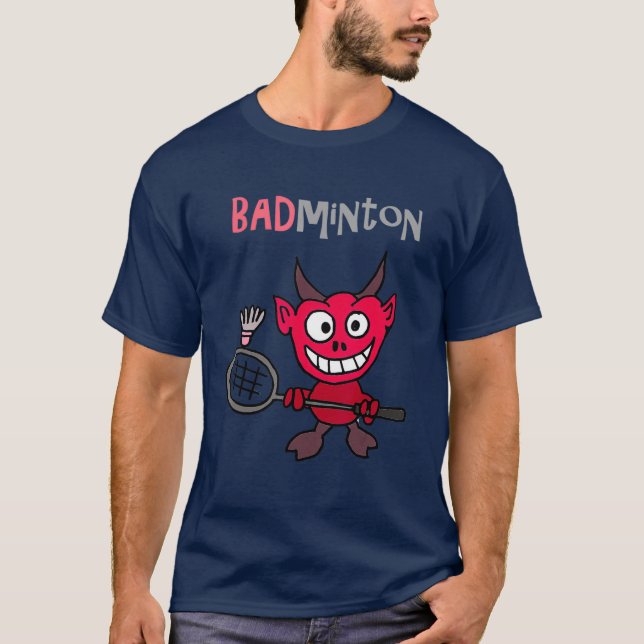 Camiseta Smilenows Funny Devil Jugando Pun Badminton (Anverso)
