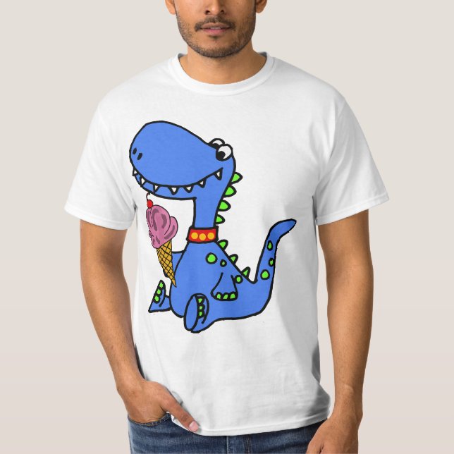 Camiseta Smiletalotteesa Funny Blue Dinosaur eating Ice Cre (Anverso)
