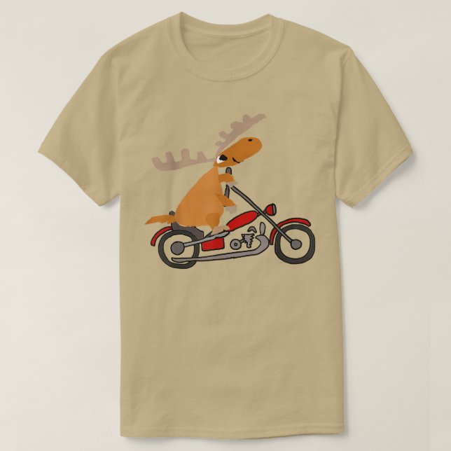 Camiseta Smiletodaytees Funny Moose Riding Motorcycle (Diseño del anverso)