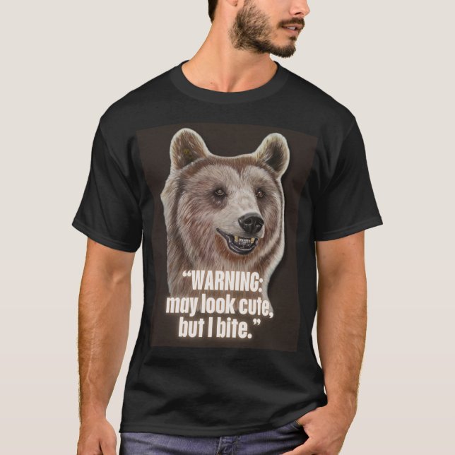 Camiseta Smiling Bear - Black edition (Look cute) (Anverso)
