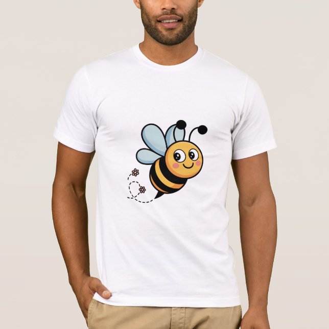 Camiseta Smiling Cartoon Bee with Flowers (Anverso)