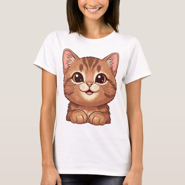 Camiseta smiling cat, kawaii cat (Anverso)