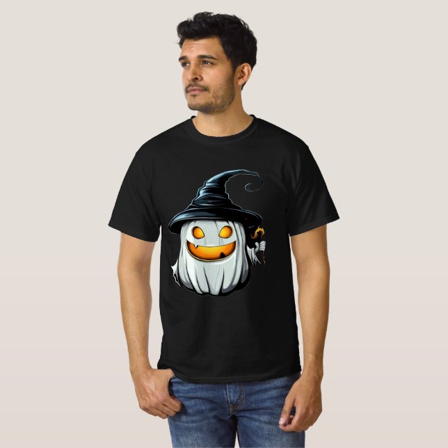 Camiseta Smiling White Pumpkin Witch Design (Anverso completo)
