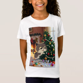 Camiseta Smirking Kitten Christmas Chaos 1 girls