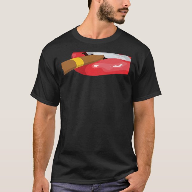 Camiseta Smoke Cuban Cigar Lit Lips Smoking Graphic (Anverso)