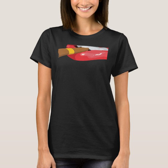 Camiseta Smoke Cuban Cigar Lit Lips Smoking Graphic (Anverso)
