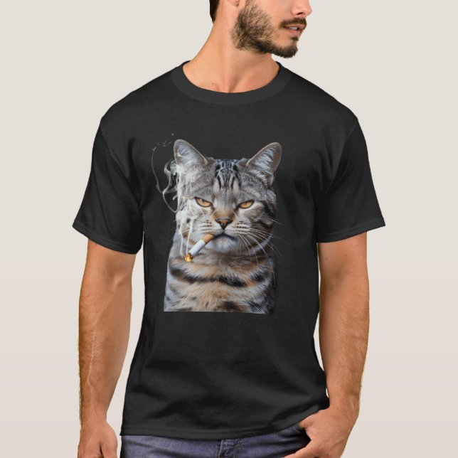 Camiseta Smoking Cat Cigarette Kitty Meme Generation Z Anim (Anverso)