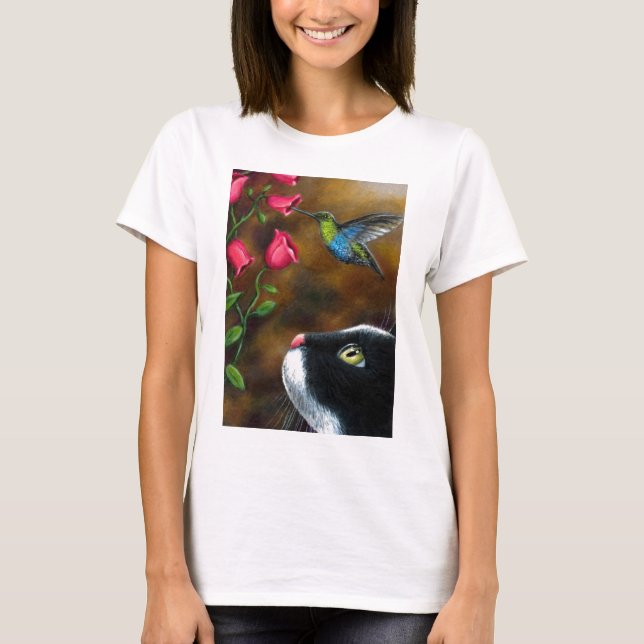 Camiseta Smoking del gato 571 con el colibrí (Anverso)