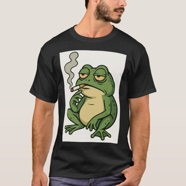Camiseta Smoking Frog Cartoon T-Shirt Funny Chill Frog Art (Anverso)