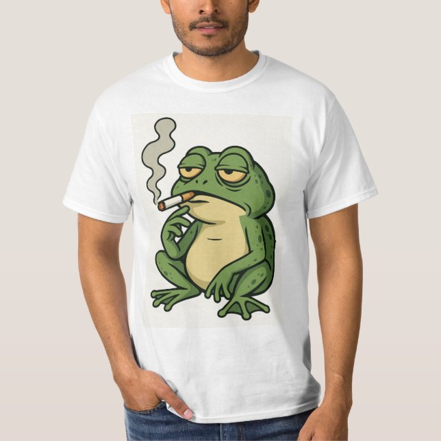 Camiseta Smoking Frog Cartoon T-Shirt Funny Chill Frog Art (Anverso)