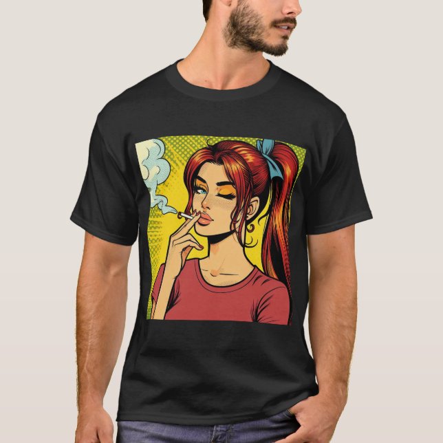 Camiseta Smoking lovers | Pop art | Girl Stoner | Cigarette (Anverso)